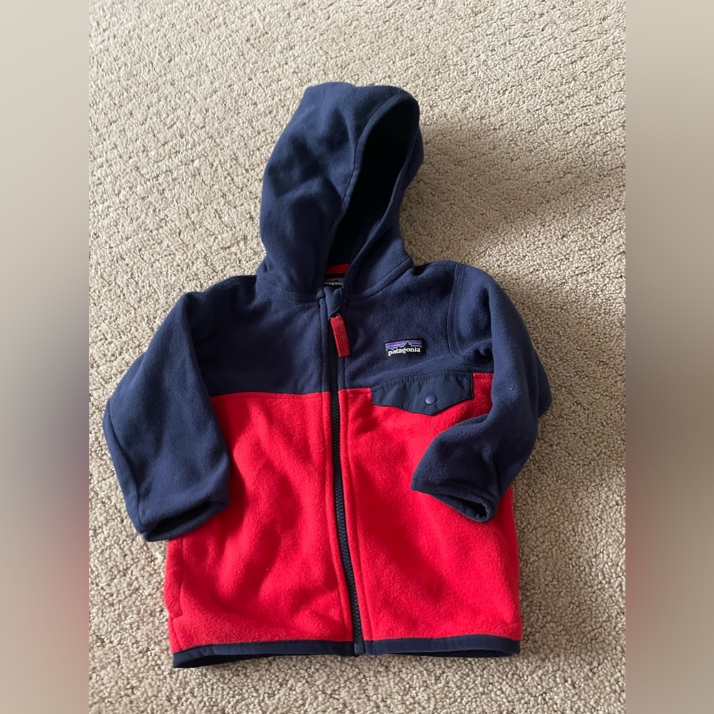 Patagonia Navy & Red Zip Up Fleece Jacket 6-12 Month